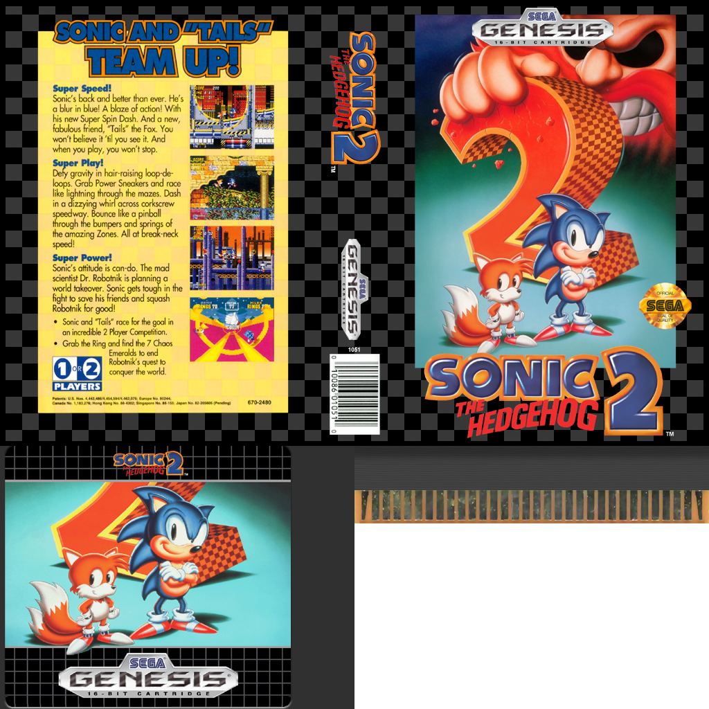 Sonic the Hedgehog 2 - Cartridge & Box (US)