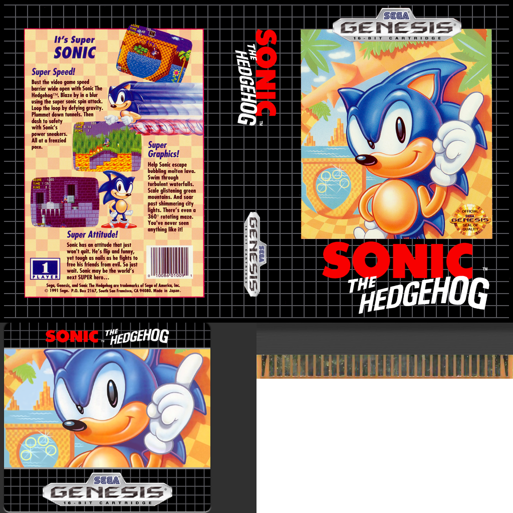 Sonic the Hedgehog - Cartridge & Box (US)