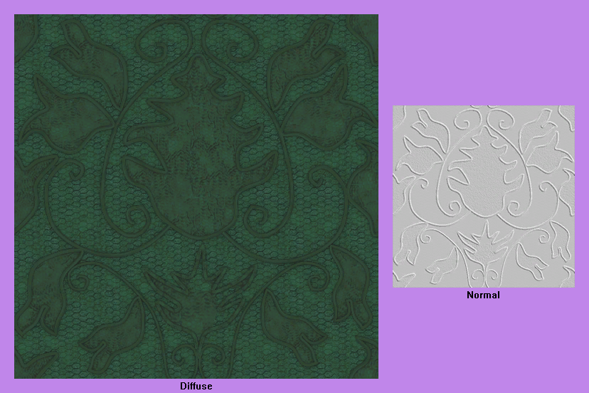 LittleBigPlanet 2 - Damask - Dark Green Floral