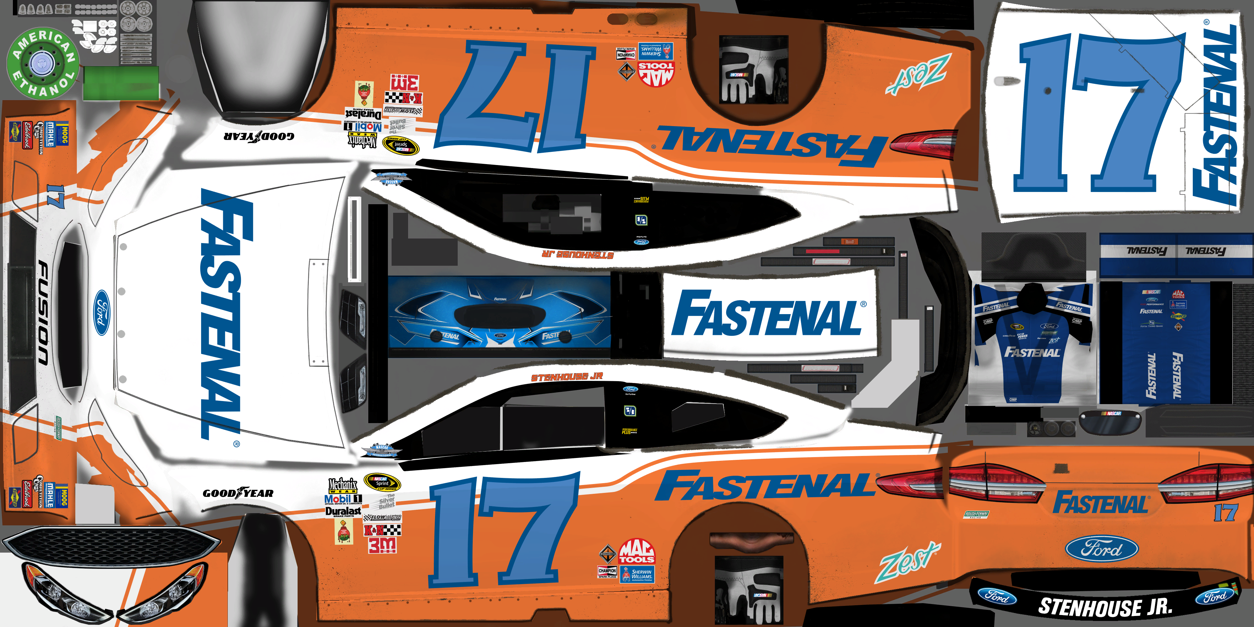 #17 Ricky Stenhouse Jr. (Fastenal Throwback)