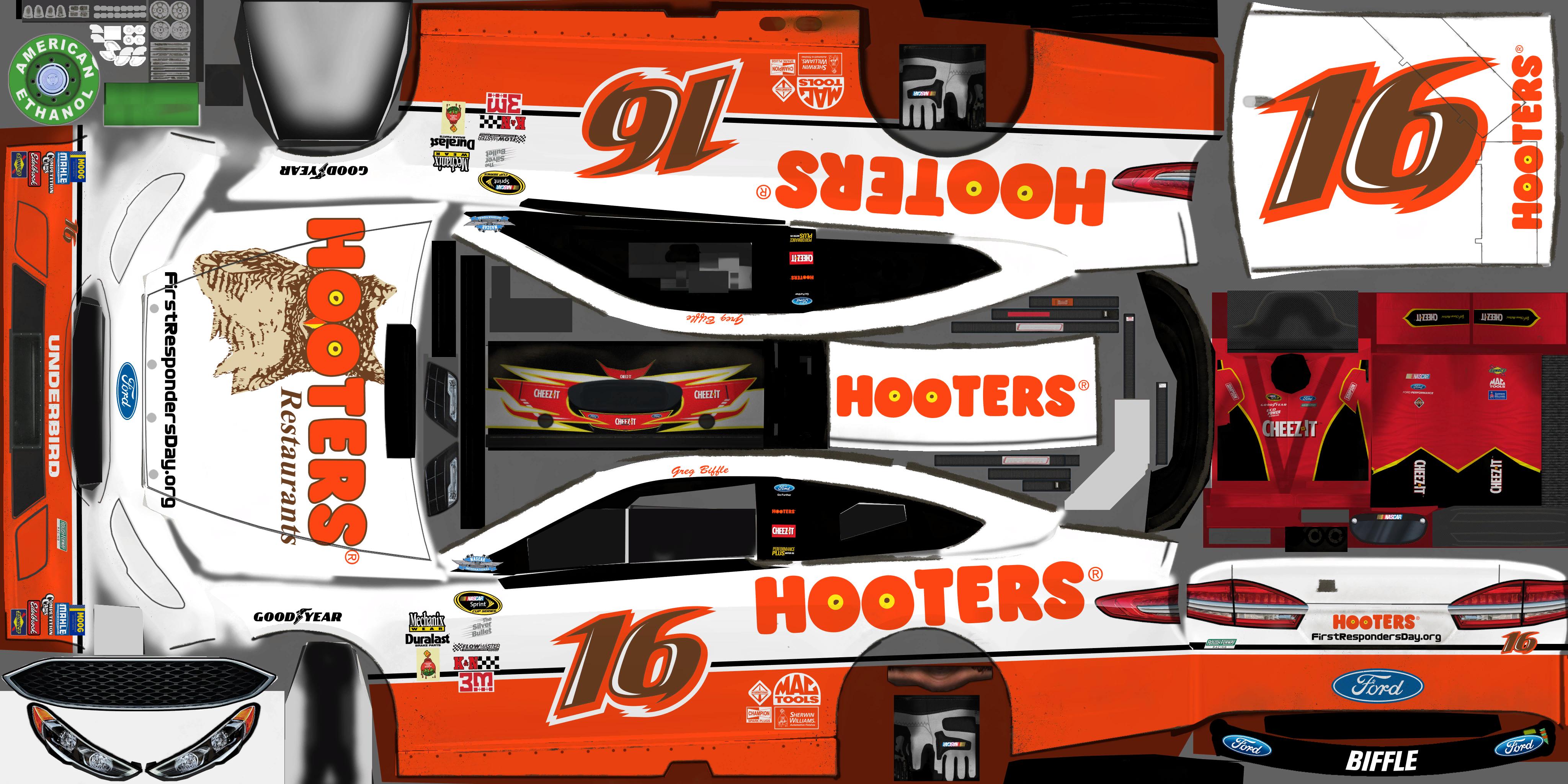 #16 Greg Biffle (Hooters Throwback)