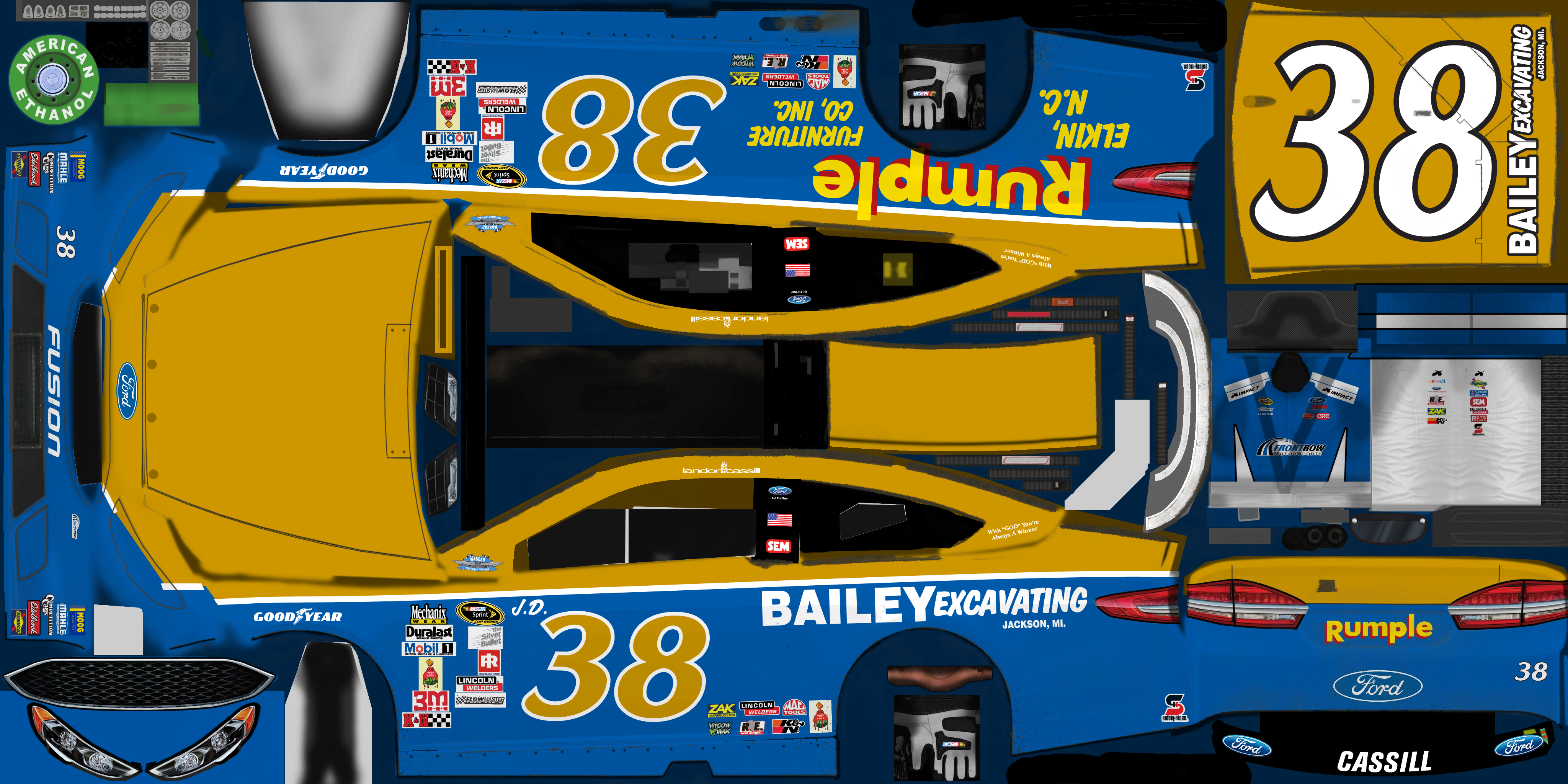 NASCAR Heat Evolution - #38 Landon Cassill (Rumple Furniture/Bailey Excavating Throwback)