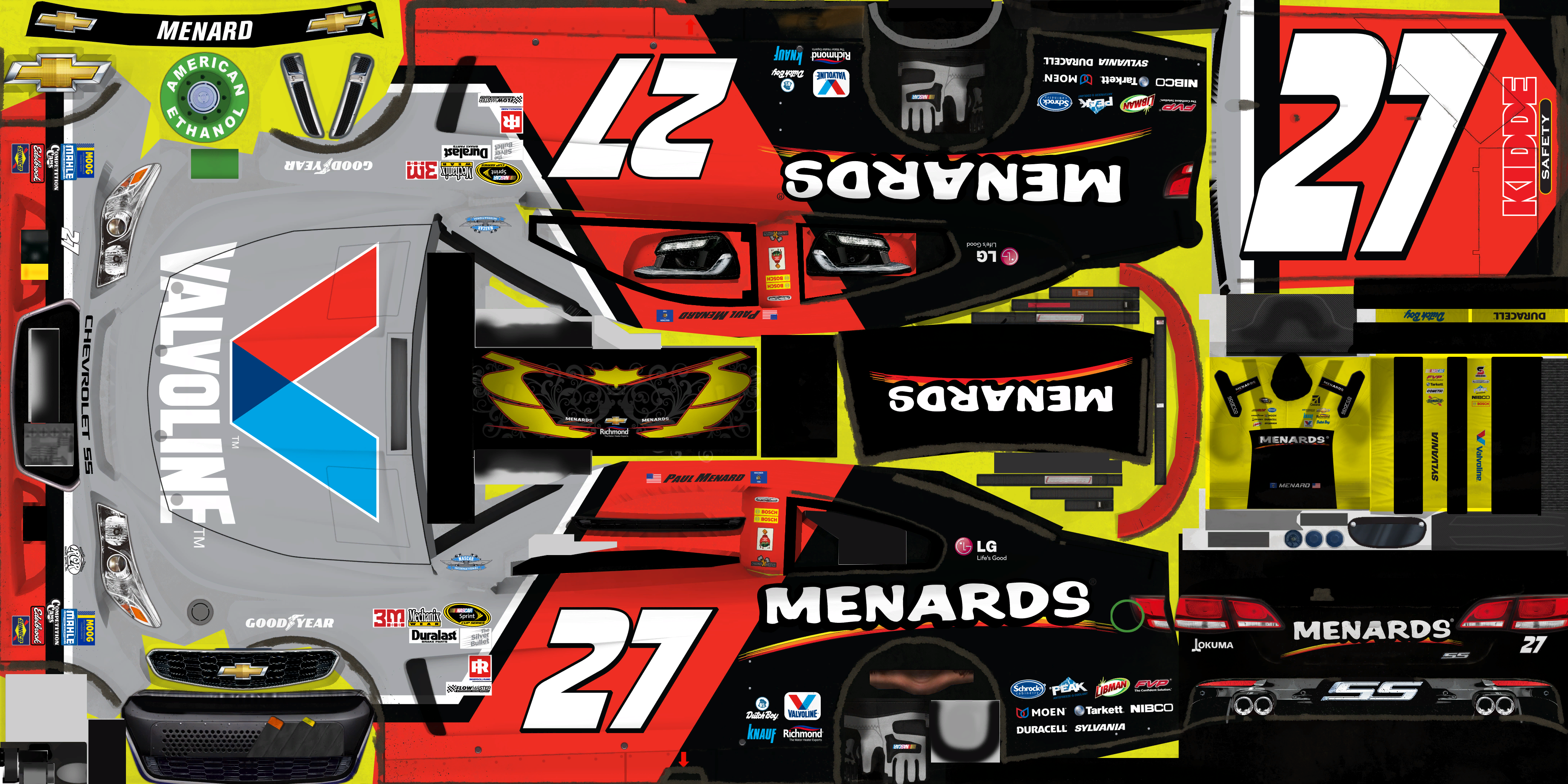 NASCAR Heat Evolution - #27 Paul Menard (Valvoline/Menards Throwback)