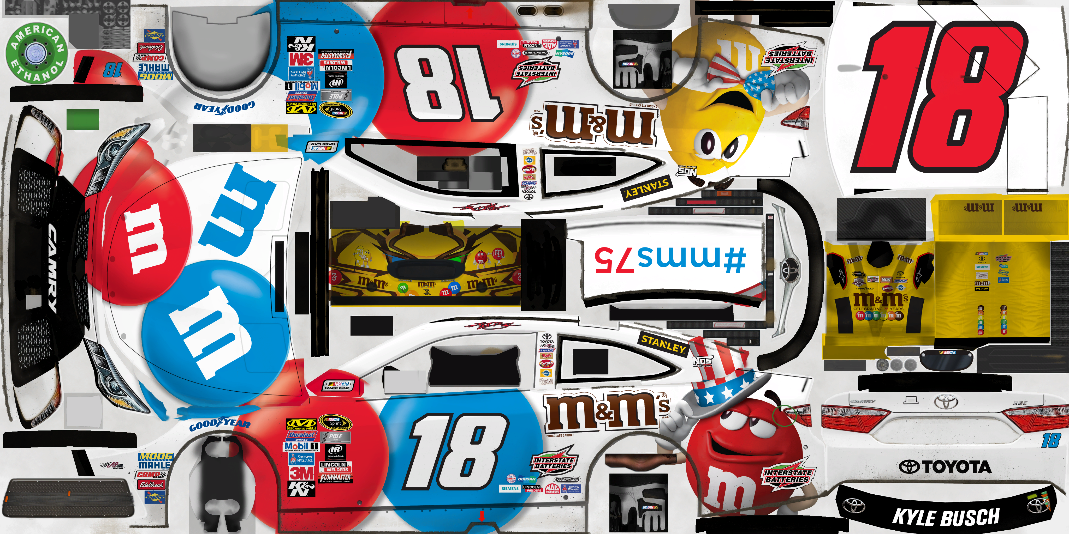 #18 Kyle Busch (M&M'S Red White and Blue)